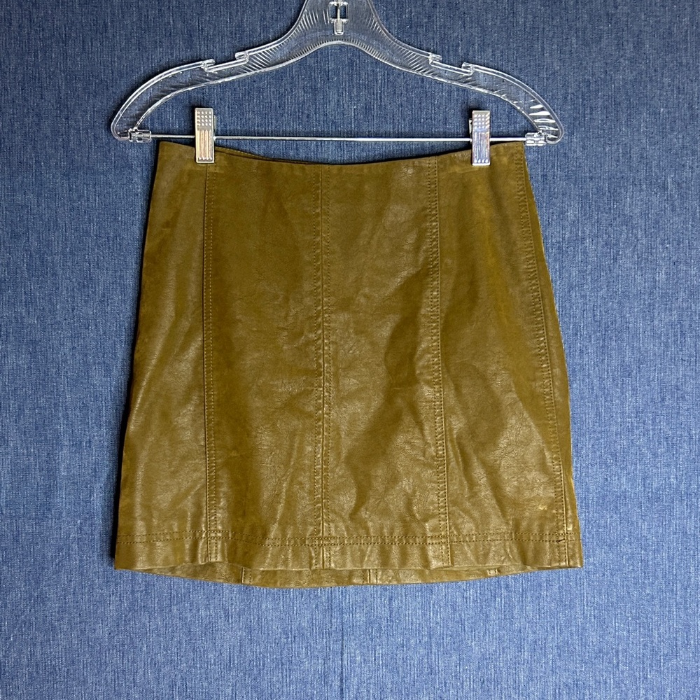Brown Chestnut Faux Leather Mini Skirt